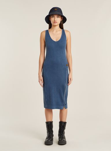 Vestido Overdyed Asymmetrical Zip